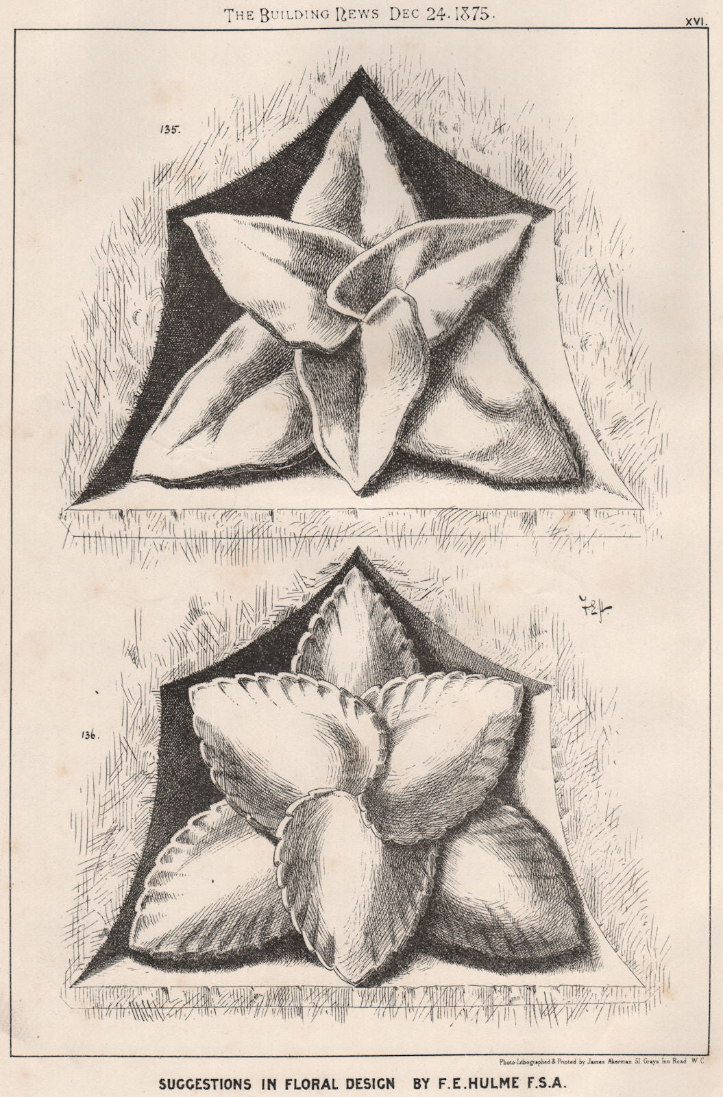 Suggestions in Floral; Design by F.E. Hulme F.S.A.. Decorative (14) 1875 print